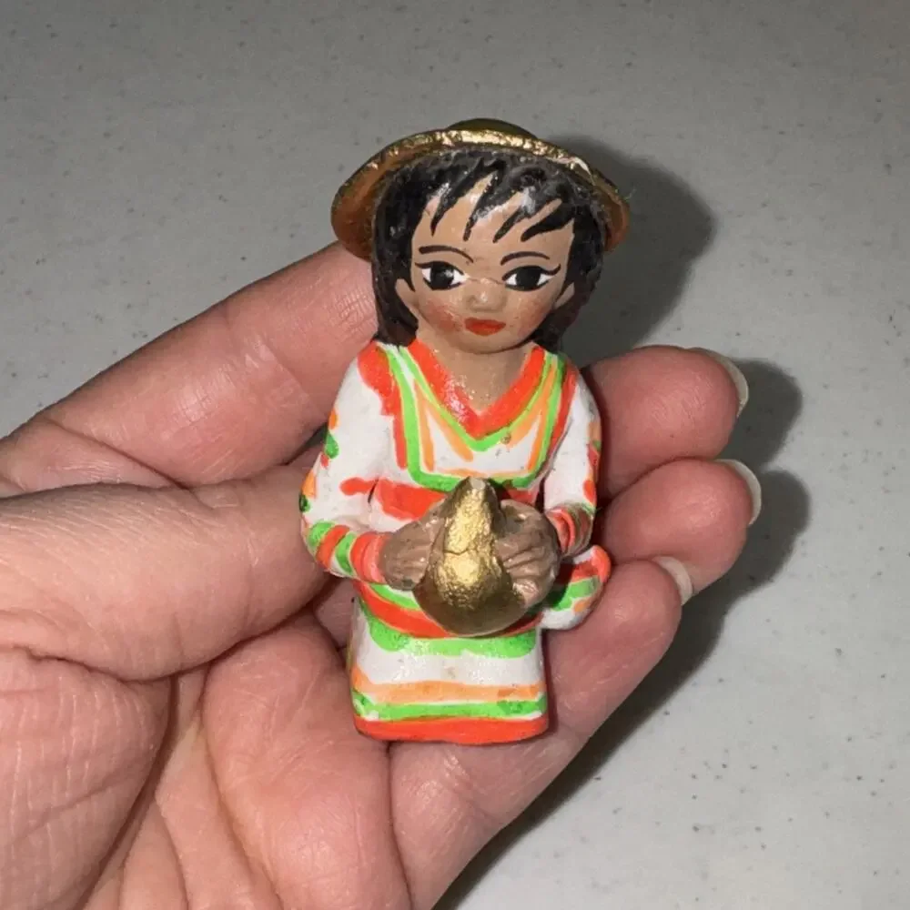VTG Mexican Hand Painted Folk Art Clay Nacimientos Nativity 10pc Bright SEE PICS
